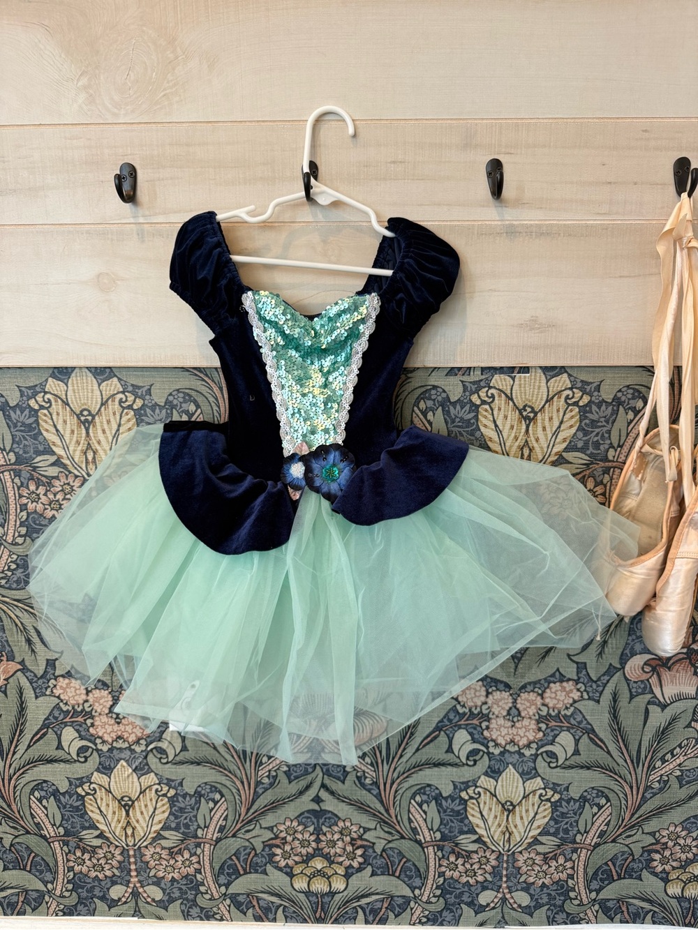 Revolution Dancewear blue and mint green ballet tutu costume velvet sequin